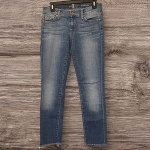7 for All Mankind Raw Hem Roxanne Slim Ankle Jeans Size 26